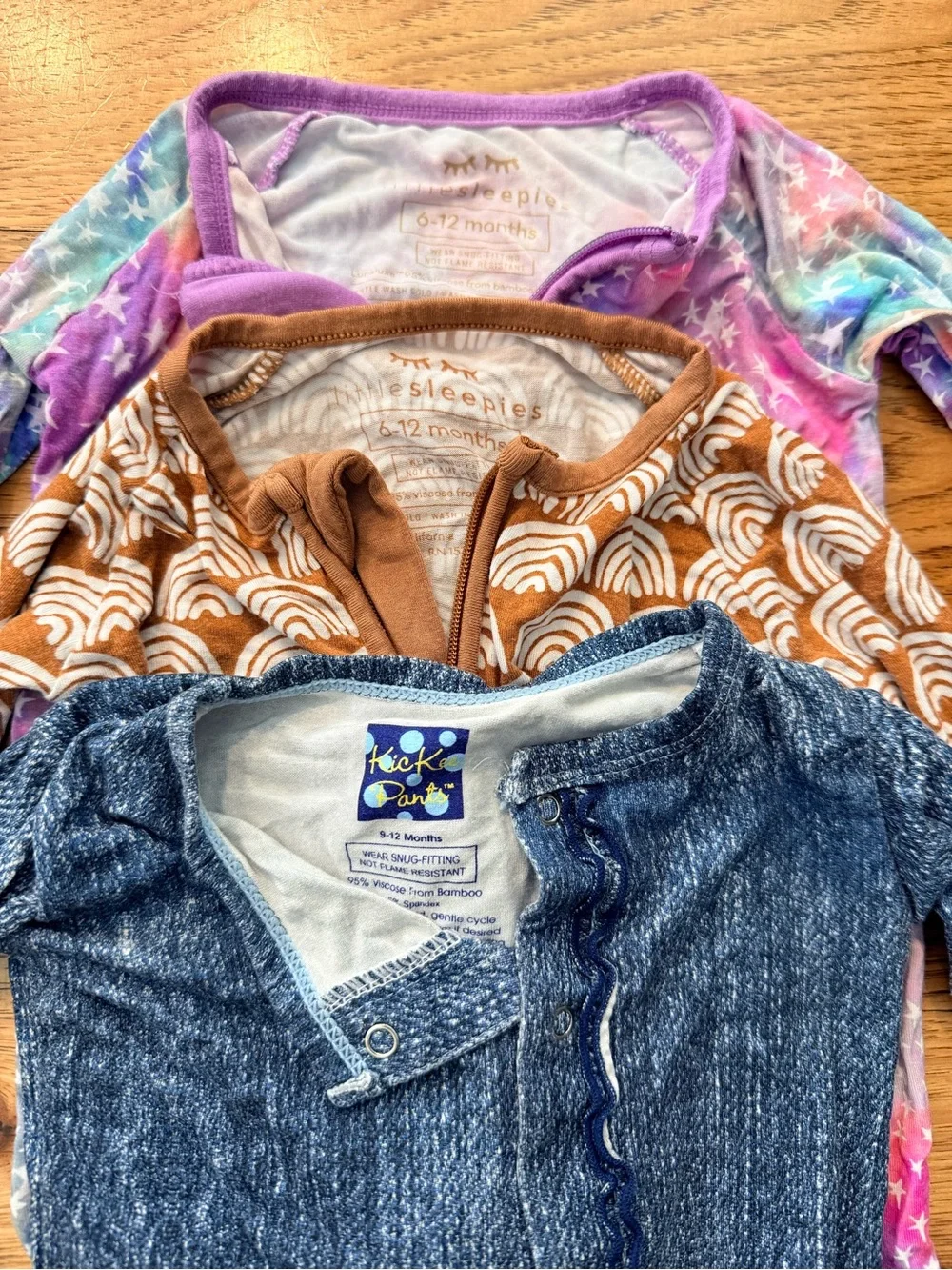 Little Sleepies/Kickee Pants Bamboo Pajama Bundle Size 6-12 Months.